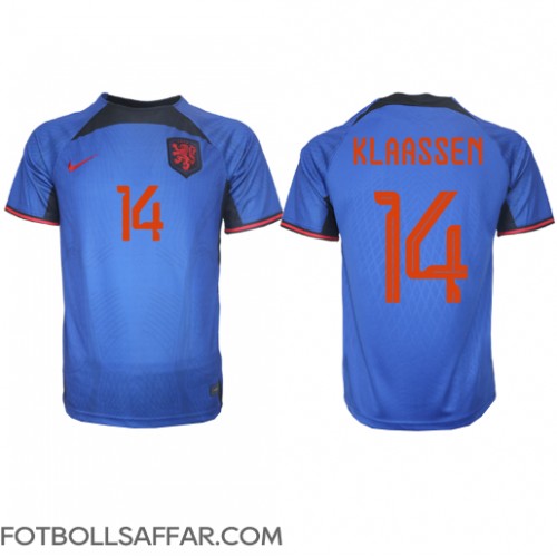 Nederländerna Davy Klaassen #14 Bortatröja VM 2022 Kortärmad